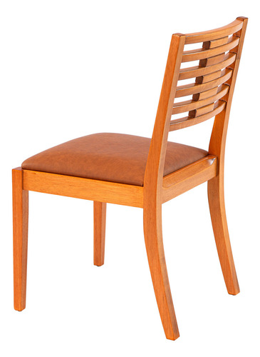 Conjunto 2 Cadeiras Jantar Madeira Maciça Moderna Estofada Estrutura Da Cadeira Mel Assento Caramelo Desenho Do Tecido Corino