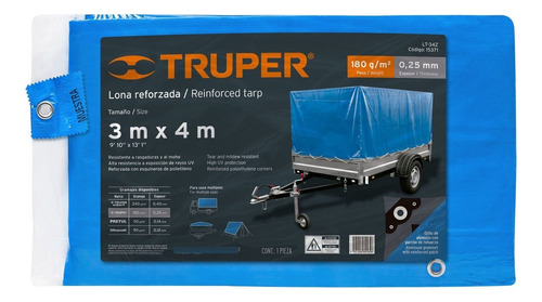 Lona Reforzada Azul 3 X 4m Impermeable Multiusos 15371
