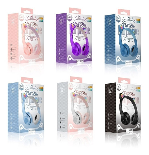 Auricular Bluetooth Usb Inalambrico Luz Led Orejas De Gato