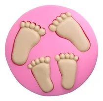 Comprar Molde Silicona Piecitos Bebe Fondant Porcelana Resina Yeso Color Rosa