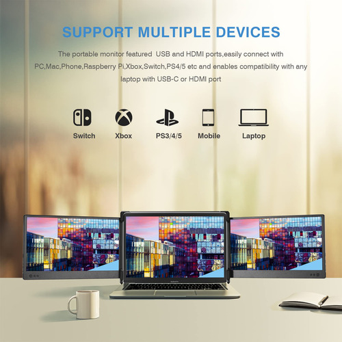 Extensor De Monitor Joyreal Triple Monitor Para Laptop De 13