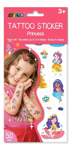Set De Arte De Stickers Y Tattoos Princesas Niños Niñas