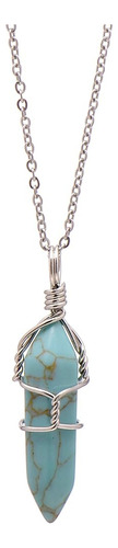 Collar Colgante De Chakra Turquesa Hexagonal Hecho A Mano