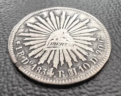 Moneda De Un 1 Real Plata 1834 Durango Do Rm Aguila Francesa