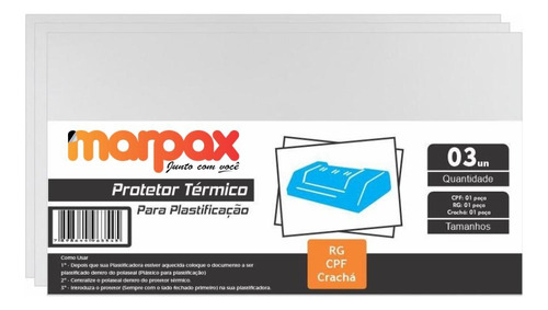 Protetor Térmico Para Plastificação Crachá, Cpf E Rg 3un