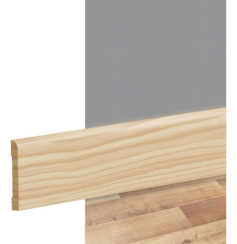 Zocalo Madera Pino Natural Alto 69mm Redondeado Tira 3 Mts