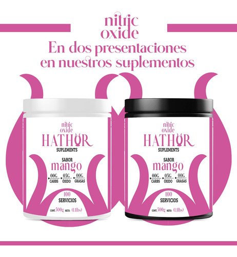 Óxido Nítrico Hathor Pre Entreno 500g 100 Servicios Sabores Mango