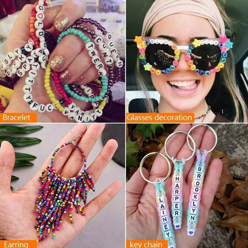 Kit 4655 Peças Miçangas Para Confecção De Joias E Pulseiras