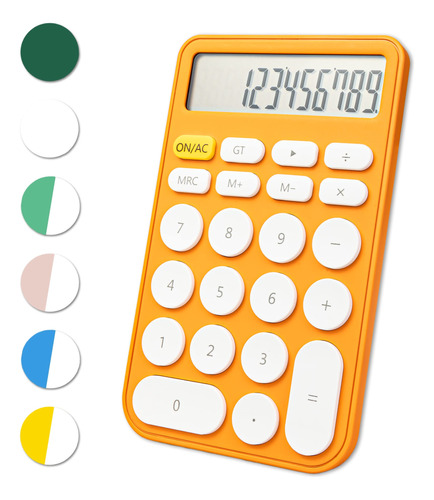 Calculadora Estandar De 12 Digitos Pantalla Grande Naranja
