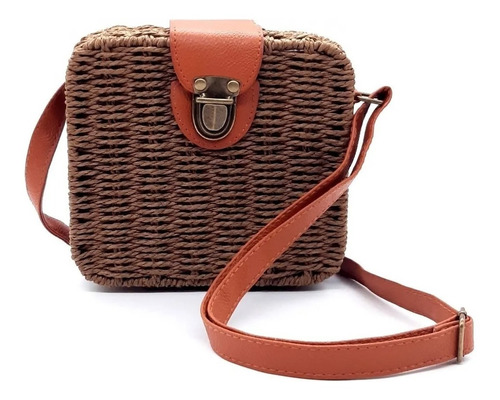 Cartera Bolso Trenzada Estilo Rattan C/ Correa  Eco Cuero