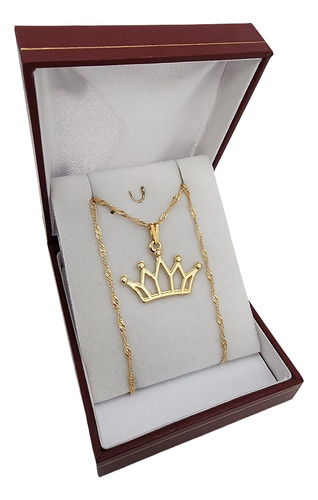 Dije Corona Reina Princesa Collar Aros Oro Enchapado 18k