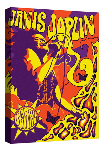 Cuadro Decorativo Canvas Moderno Janis Joplin Poster Color Janis Joplin Poster 4 Armazón Natural