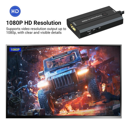 Convertidor De Componente Macho A Hdmi Para Dvd/stb/vhs Con