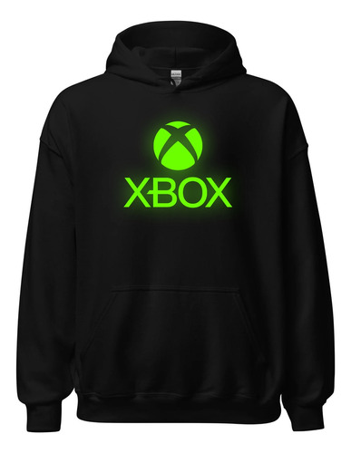 Buzo Gamer Xbox Series X Brilla En Oscuridad Hoodie Negro