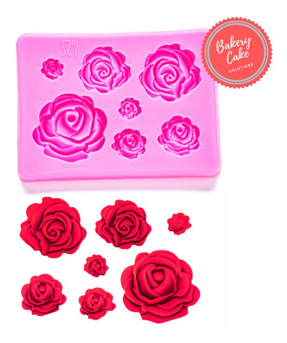 Molde Silicona Rosas Fondant Porcelana Pasta De Goma 