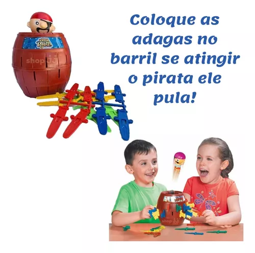 Jogo de Mesa Pula Pirata Barril Grande Brinquedo Infantil Criança