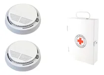 Comprar Kit 2 Detectores De Humo +botiquin De Emergencias Metalico