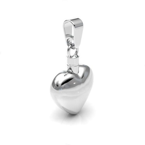 Dije Perfumero Urna Para Ceniza Cremación Plata 925 Agálea Color Corazón Abombado
