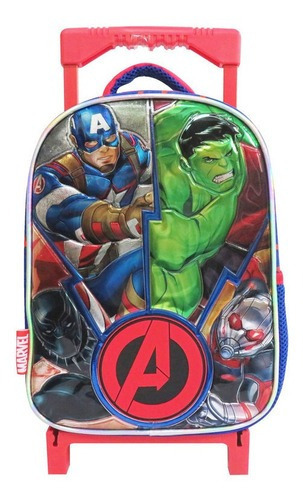 Mochila Grande Con Carro Avengers 45.7 Cm Resistente Color Azul Diseño de la tela Liso