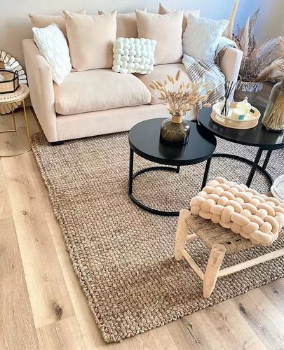 Alfombra De Yute 200 X 360 Cm Natural Nudo Grande. 2 M 2.6 M Liso Natural