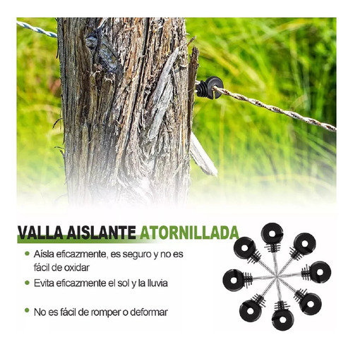 100pcs Aislador De Tornillo Poste De Anillo De Cerca Negro