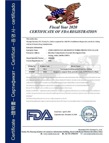 Kn#95 Con Certificado Barbijo X10 Unidades - An. Ma. T.