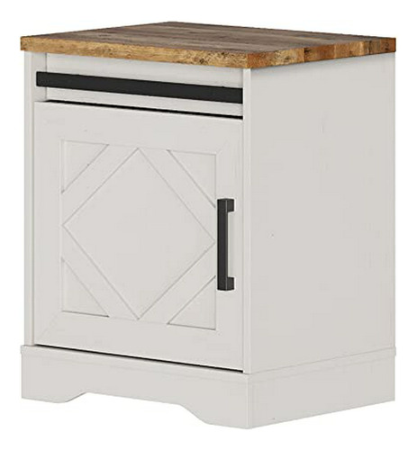 Mesa Auxiliar Con Cajón Y Gabinete, Crema Blanca