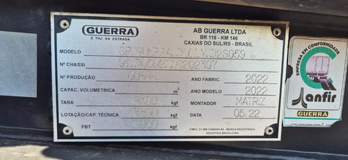 Rodocaçamba Guerra 2022/22 35m3 Cada Parte C/ Pneus 8e61