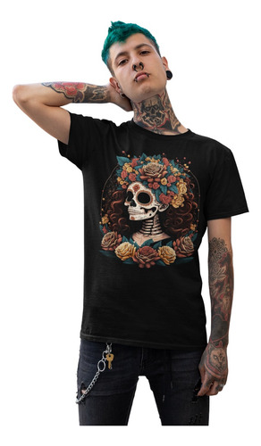 Playera Flores De La Catrina/ Día De Muertos/ Halloween