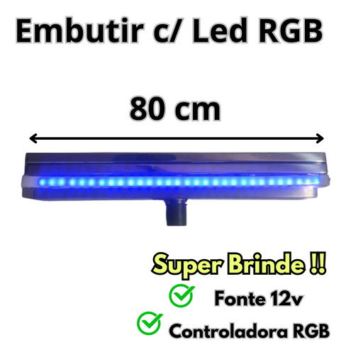 Cascata De Piscina Led Inox 316 Embutir 80cm Tratamento Sal