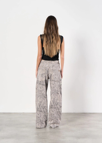 Pantalón Baggy De Jean Rígido Tiro Medio - Real Tree