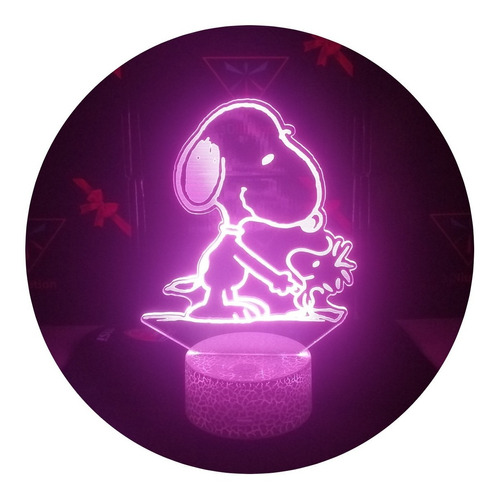 Lampara 3d App Incluida Snoopy Y Emilio + Pilas