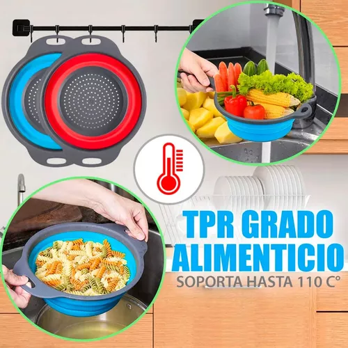 2 Escurridores Colador Plegable Cesta Fruta Verdura Cocina