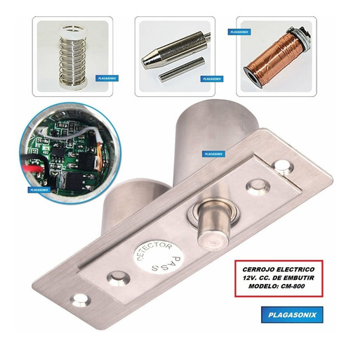 Cerradura Cerrojo Electrico Embutir 12v. Cc. Compacto Cm-800