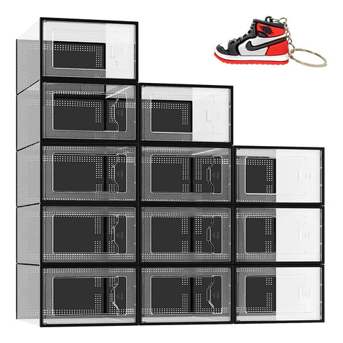 Caja Zapatos Tenis Zapatera Organizador Shoe Box 12 Pzas L Color Negro