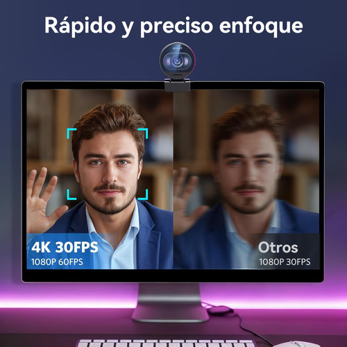 Cámara Web 4k Uhd Emeet S600 Kit, Con Trípode, 1080p 60fps