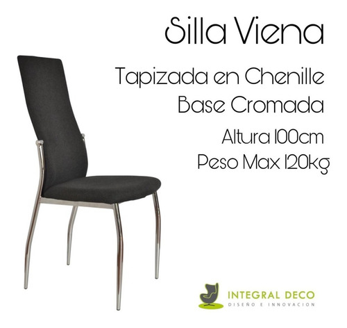 Imagen 2 de 9 de Silla Viena Minimalista Pack 4 Unid Chenille
