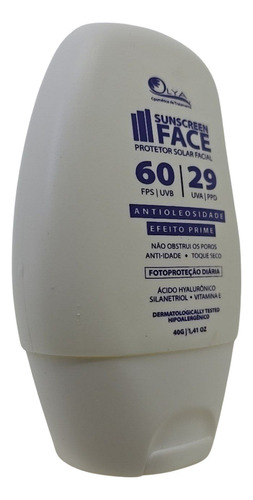 Protetor Solar Fps60 Efeito Prime Ácido Hyalurônico Olya 40g
