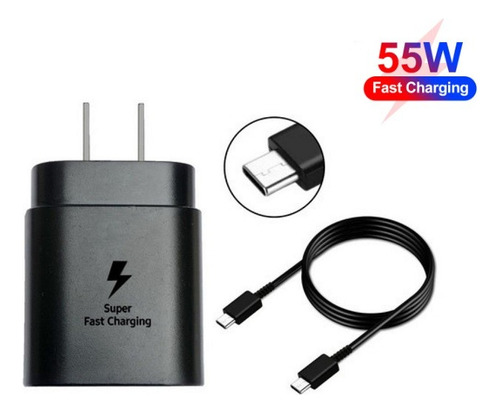 Cargador Rápido 55w Usbc + Cable C Para Samsung S8 S9 S10