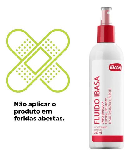 Fluido Ibasa 200ml Spray Muscular Uso Veterinário