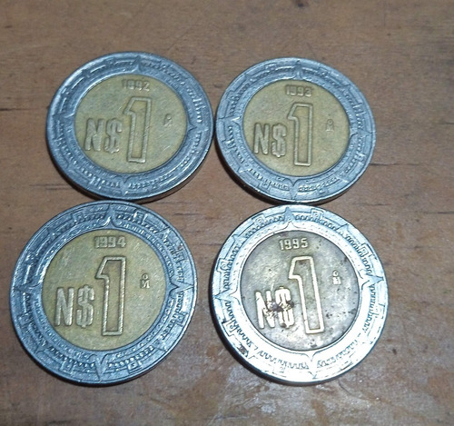 Monedas De N$1 Mexicanas De 1992,1993,1994 Y 1995