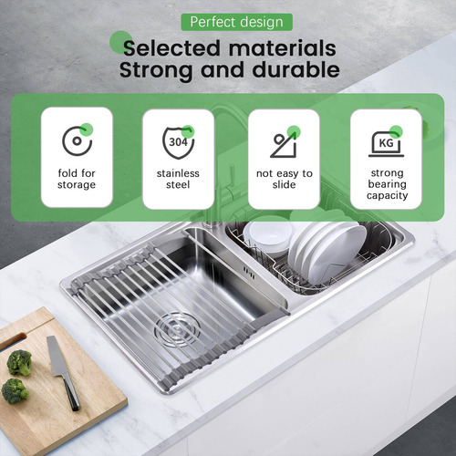 Rejilla Extensible Para Secar Platos Enrollable, De Acero In