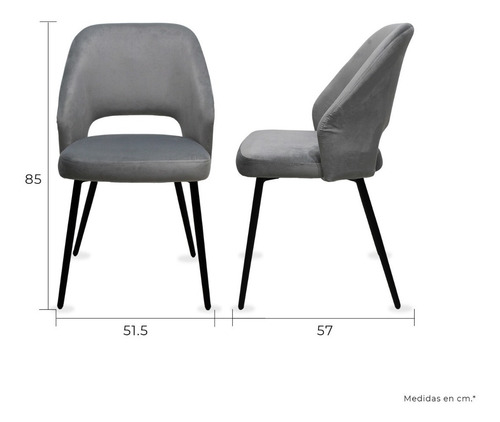 Set 2 Sillas Minimalista Mundo In Asturias Oficina O Comedor Color de la estructura de la silla Negro Color del asiento Plata
