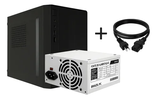 Kit Gabinete Office Com Fonte Desktop Para Micro Atx + Cabo