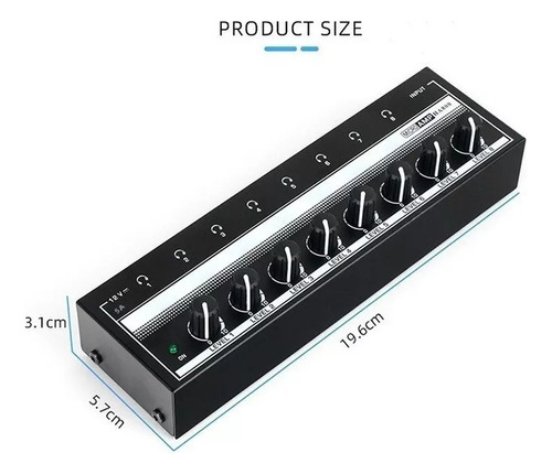 Mini Amplificador De Auriculares Estéreo De 8 Canales Con