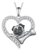 Comprar Collar Feijiesi Pug De Plata De Ley 925, Collar Con Colgante