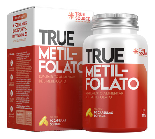 True Metilfolato De Cálcio True Source Ácido Fólico 250mg