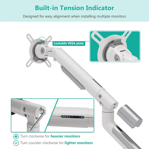 Soporte Vesa De Brazo De Montaje Monitor Blanco, Totalm...