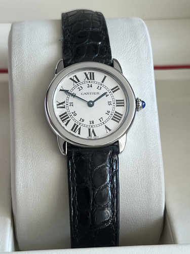 Reloj Cartier Ronde Solo Negro Plateado Blanco (Usado)