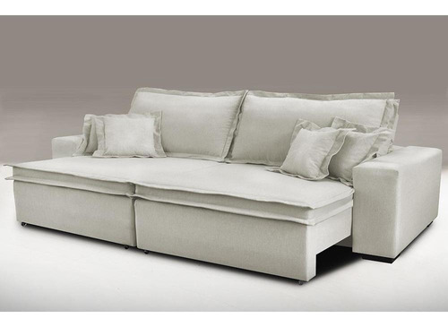 Sofa Retrátil, Reclinável Cama Inbox Premium Linho Bege Desenho do tecido Liso